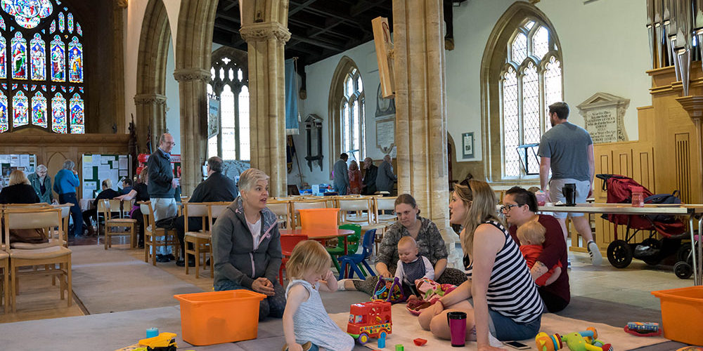 Inside Beaminster church during the walk in Wednesday they host once a week.